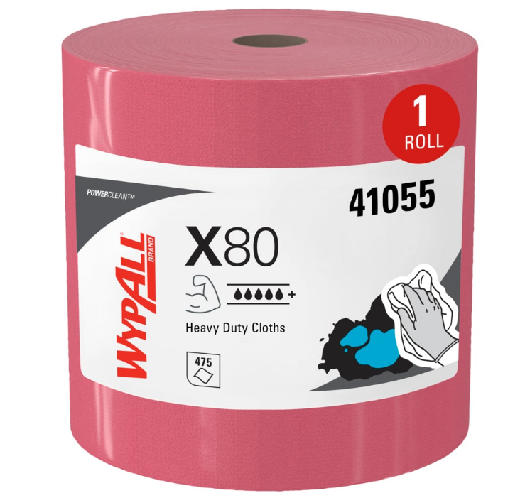 WypAll PowerClean X80 Heavy Duty Cloths Jumbo Roll Extended Use Towels