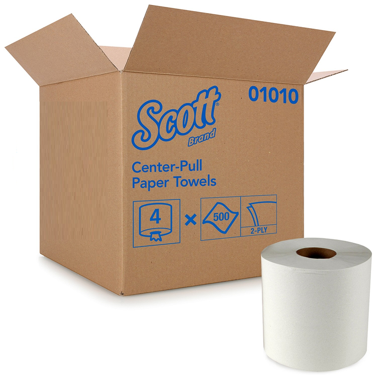 Scott Center-Pull Perforated Towels, 4 rolls per case.