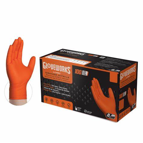 Gloveworks HD Orange Nitrile Large Gloves