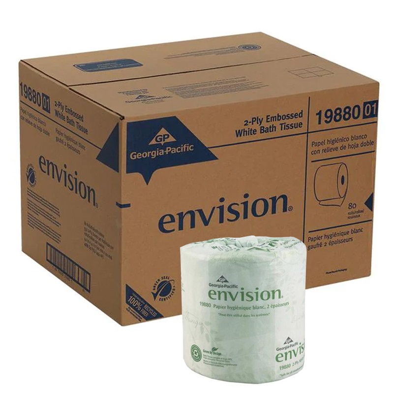 Pacific Blue Basic Standard Toilet Paper, 2-Ply, White, 550 Sheets/Roll, 80 Rolls Per Case