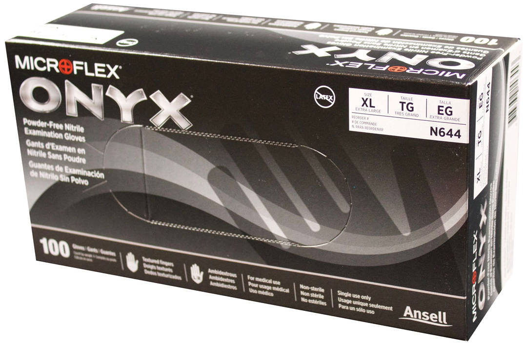 Microflex ONYX Black Nitrile Gloves, Size: XXL- Double Extra Large